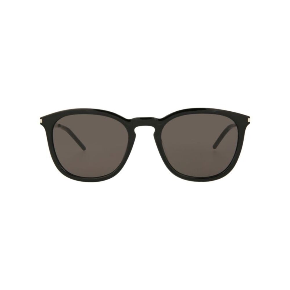 Saint Laurent Black Frame Sunglasses with Smoke Lenses and Gold Accents